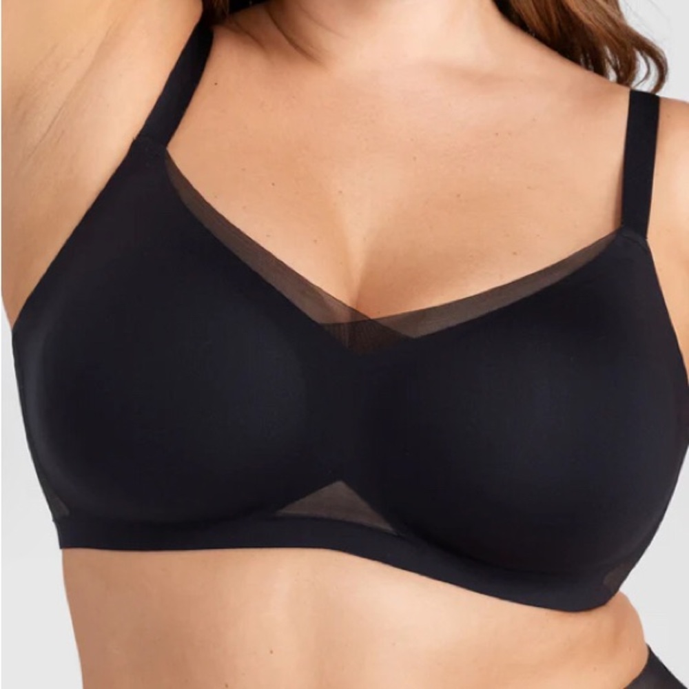 Honeylove Black Wireless Comfort Crossover Bra with Sheer Trim - Women Intimates - Picture 4 of 12